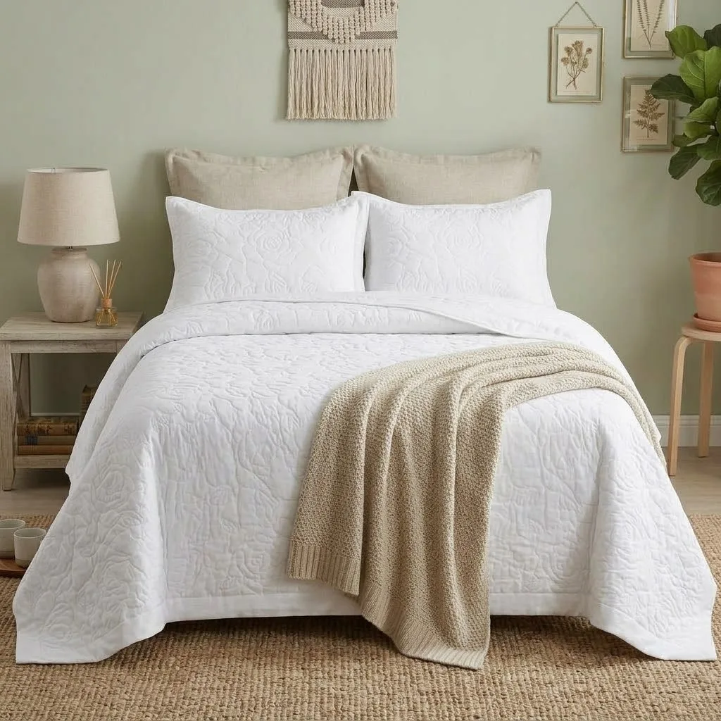 Cubrecama de Verano Jardín de Algodón + Fundas para Almohadas